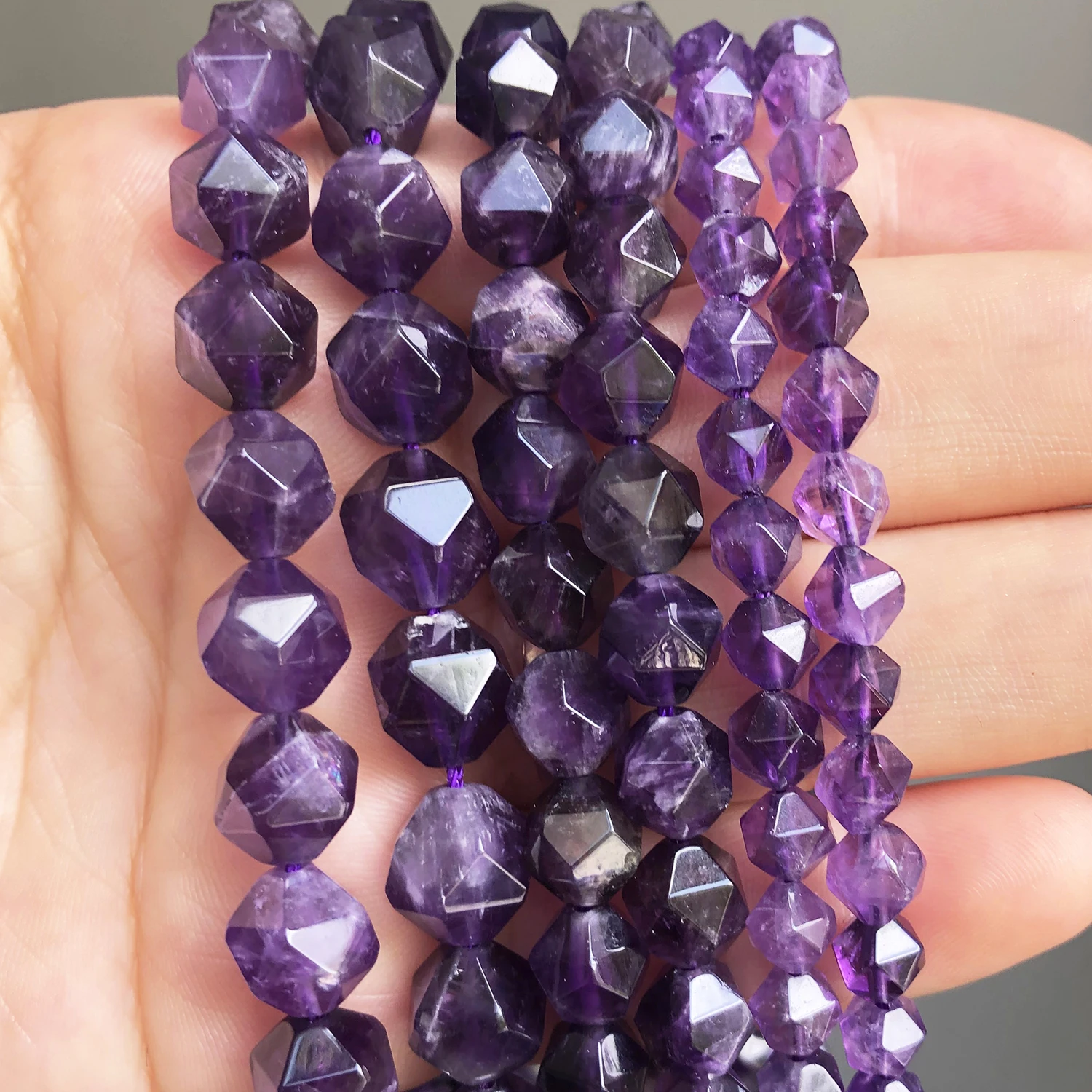 

Natural Faceted Purple Amethysts Stone Beads For Jewelry Making DIY Charms Bracelet Necklace Accessories 15''Inches 6 8 10 12mm