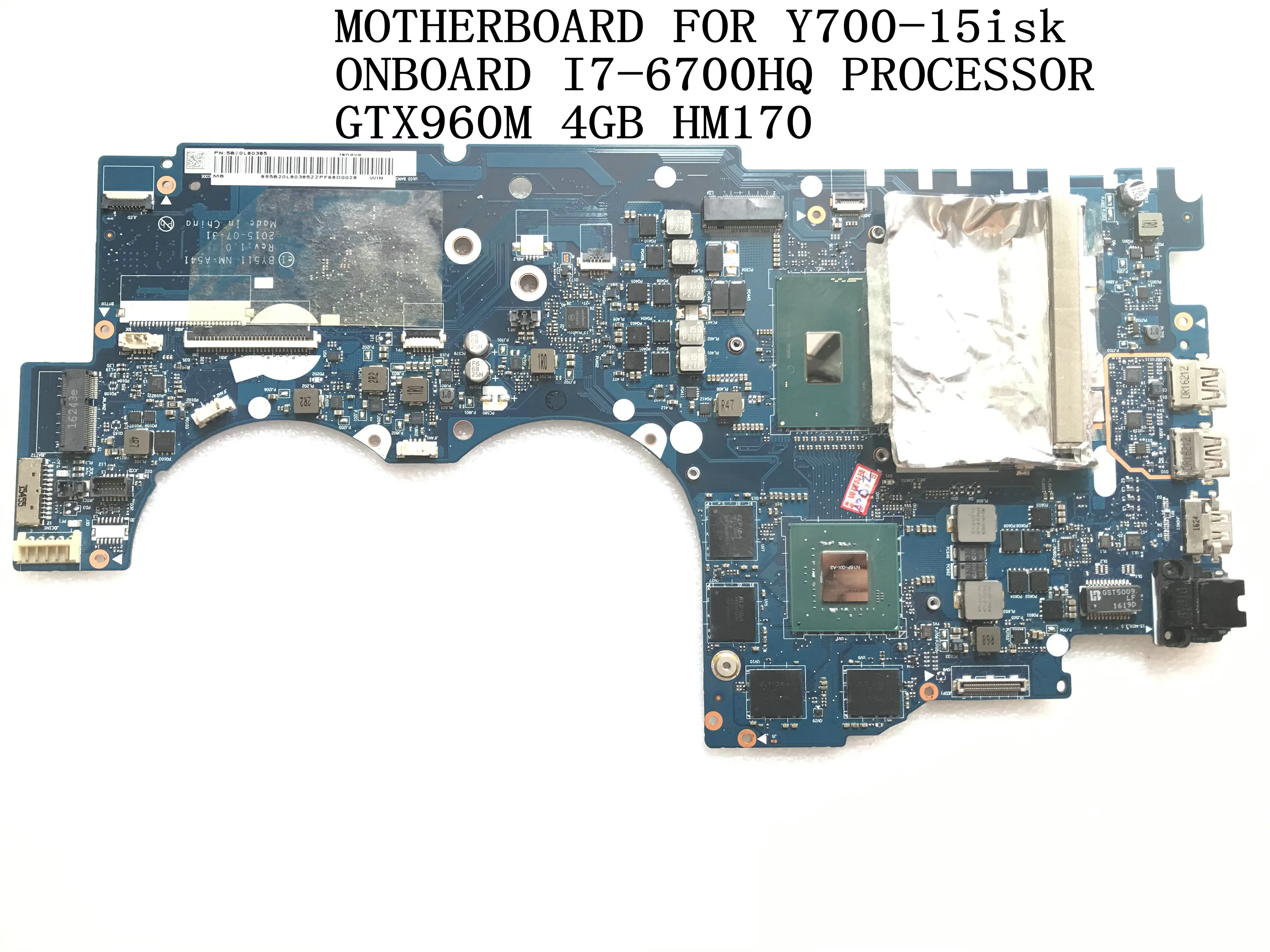 

FAST SHIPPING. AVAILABLE NM-A541 FOR LENOVO Y700-15ISK LAPTOP MOTHERBOARD , I7-6700HQ GTX960M 4GB (QUALIFIED OK)