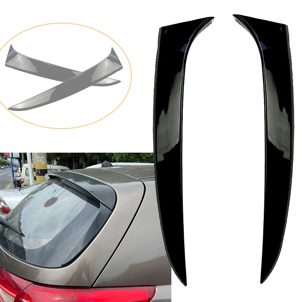 

2x ABS Car Rear Window Spoiler Side Wing Trim Cover Decoration For Kia Sportage R 2011 2012 2013 2014 2015 Glossy Black