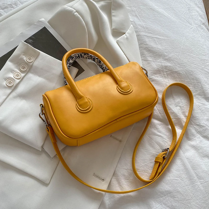 

Solid Color Leather Top-handle Bags for Women Scarves Flap Shoulder Bags Ladies Fashion Simple Messenger Bag White Handbags Sac