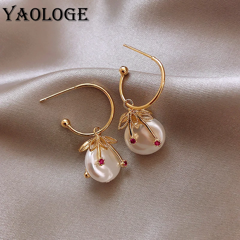 

YAOLOGE Elegant Charming Pearl Earrings Gold Trendy Temperament Korean Earrings Dangle 2020 Jewelry Accessories Drop Shipping