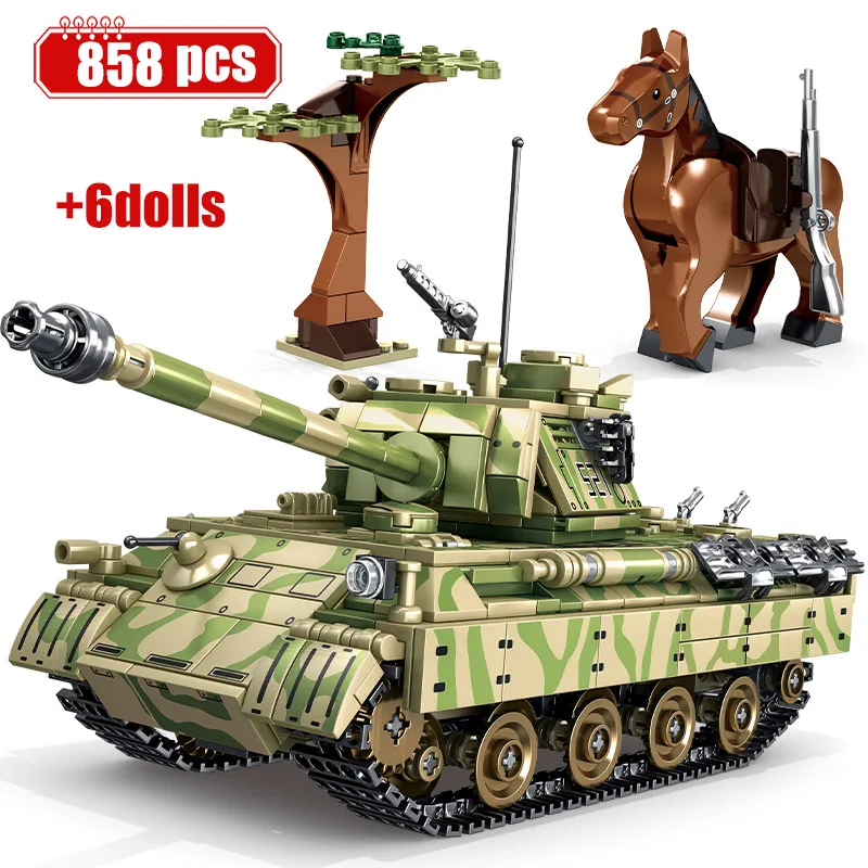 

City Military M1A2 T-14 Leopard 2A7 Main Battle Tank Building Blocks WW2 with Soldiers Figures Army Bricks Boy Toys For Children