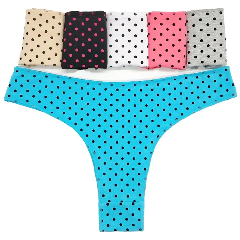 WTEMPO/6 шт./партия женское нижнее белье трусики из хлопка в горошек сексуальные для