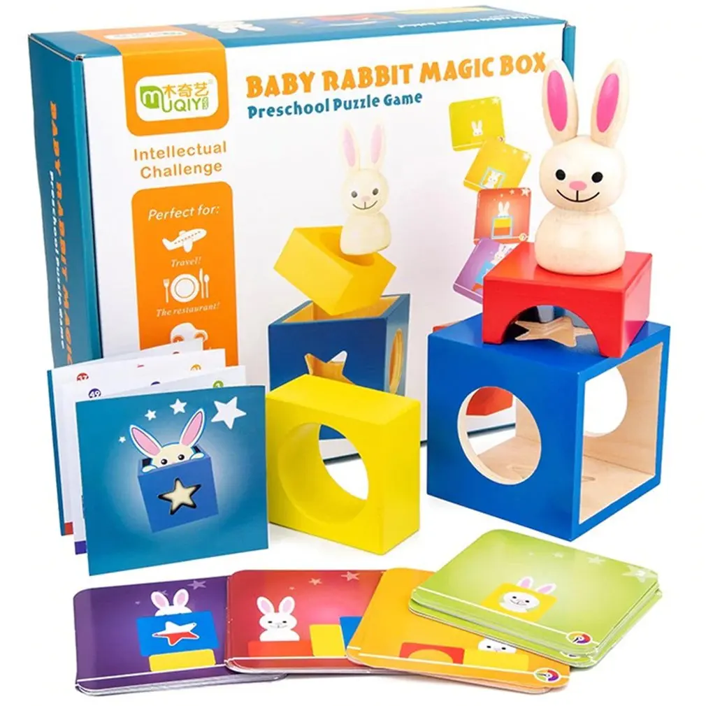 

wooden rabbit baby intelligence magic box baby's interaction early teaching games intelligence toy Early education smart puzzle