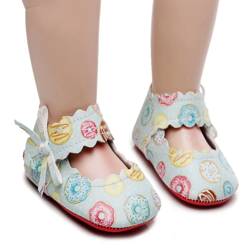 

Pu Leather Baby Soft Sole Shoes Flower Strawberry Printed Infant Toddler Shoes Bowknot Baby Moccasins Crib Shoes suit 0-24M