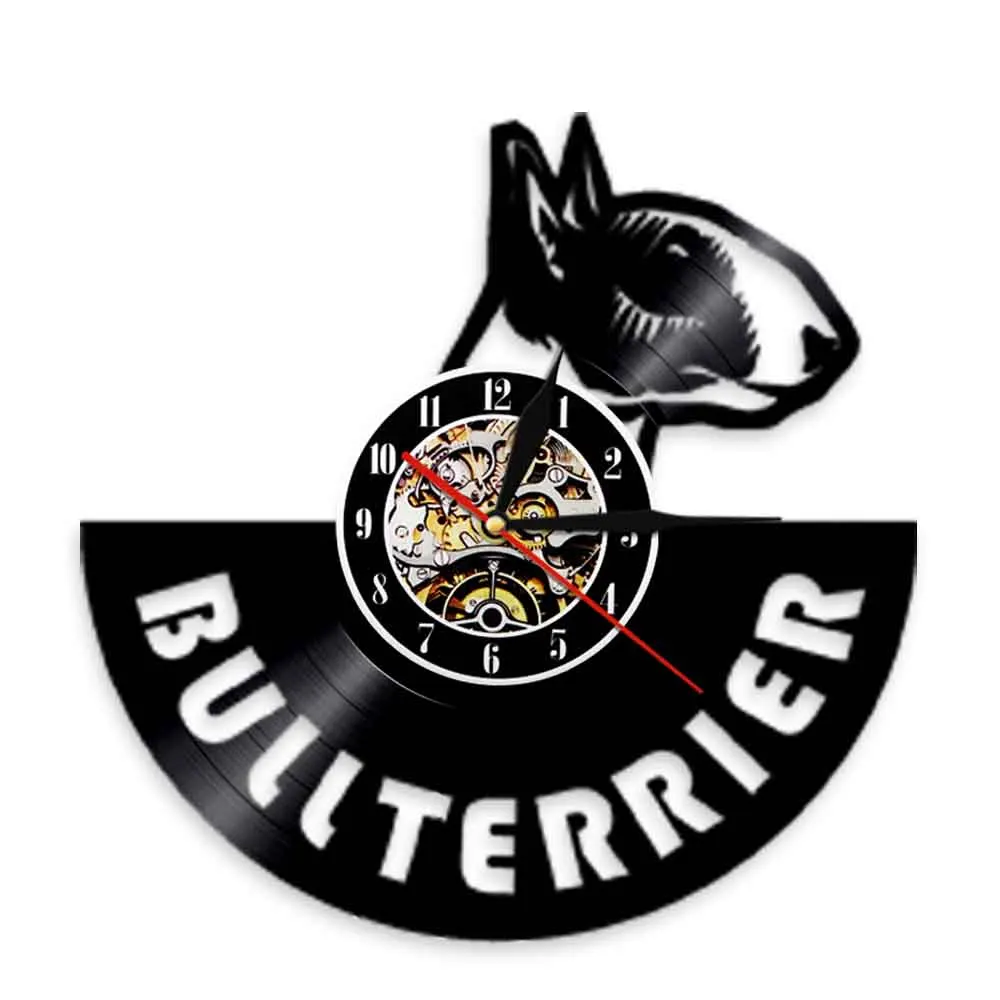 Английский бультерьер собака виниловая запись настенные часы декор ПЭТ Мопс
