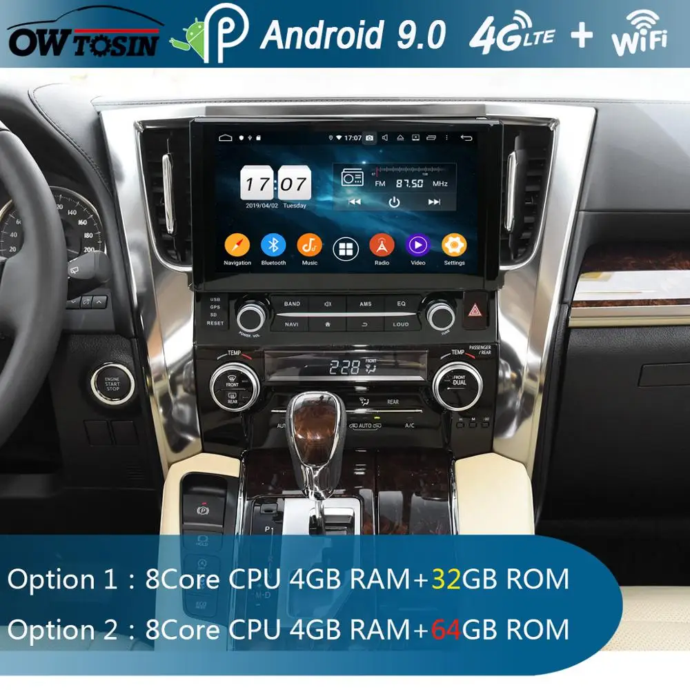 10 1 &quotIPS Octa Core 4G RAM + 64G ROM Android 9 0 автомобильный DVD радио GPS для Toyota Alphard 2015 2016 2017 DSP CarPlay