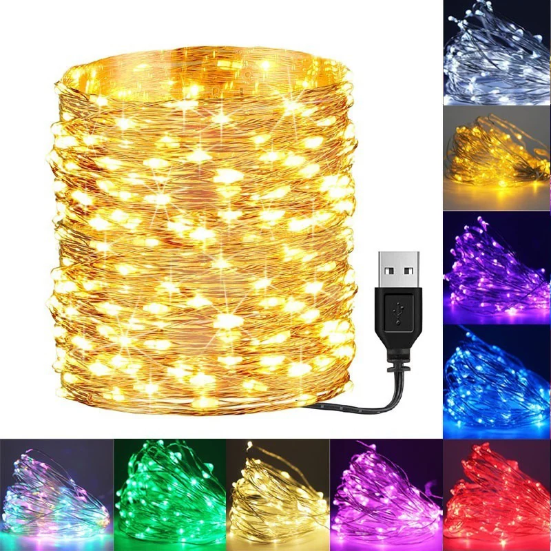 

2m/3m /5m /10m LED String Lights USB for Christmas Party Wedding Decoration Lights Christmas Tree Waterproof Copper Wire Lights