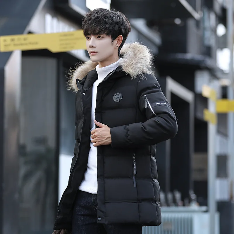 Мужская зимняя куртка корейская мода длинное пуховое пальто пуховики мужская
