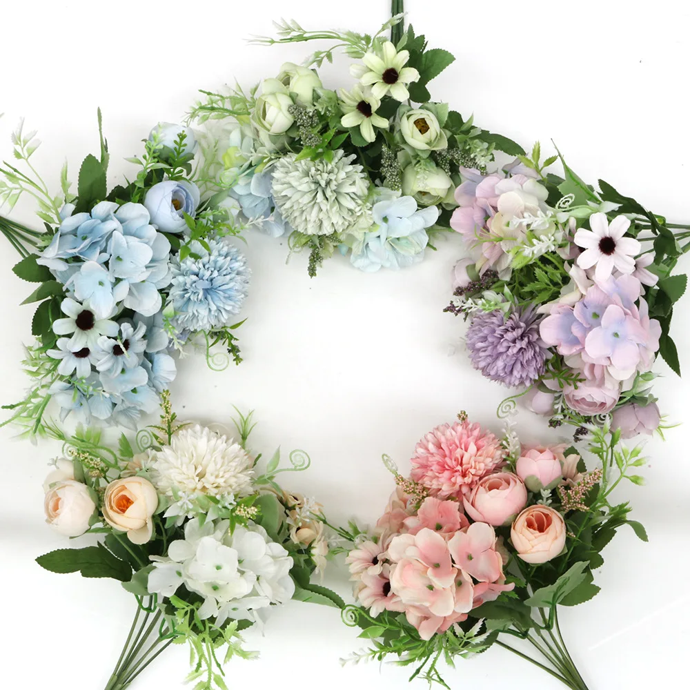 

White Flower Bouquet Rose Peony Artificial Silk Flower Bouquet Home Living Room Party Winter Wedding Decoration Fake Flowers