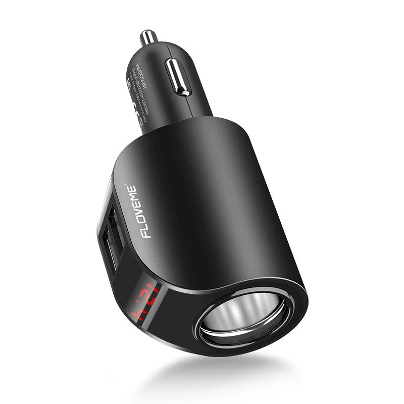 Автомобильное зарядное устройство с двумя usb-портами, цифровой дисплей, прикуриватель, 5 В, 3.1A, планшет, gps адаптер, зарядное устройство для iPhone, Xiaomi, автомобильное зарядное устройство