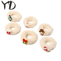 2pcs christmas plush hair rope autumn winter christmas atmosphere hair ring lovely hair accessories