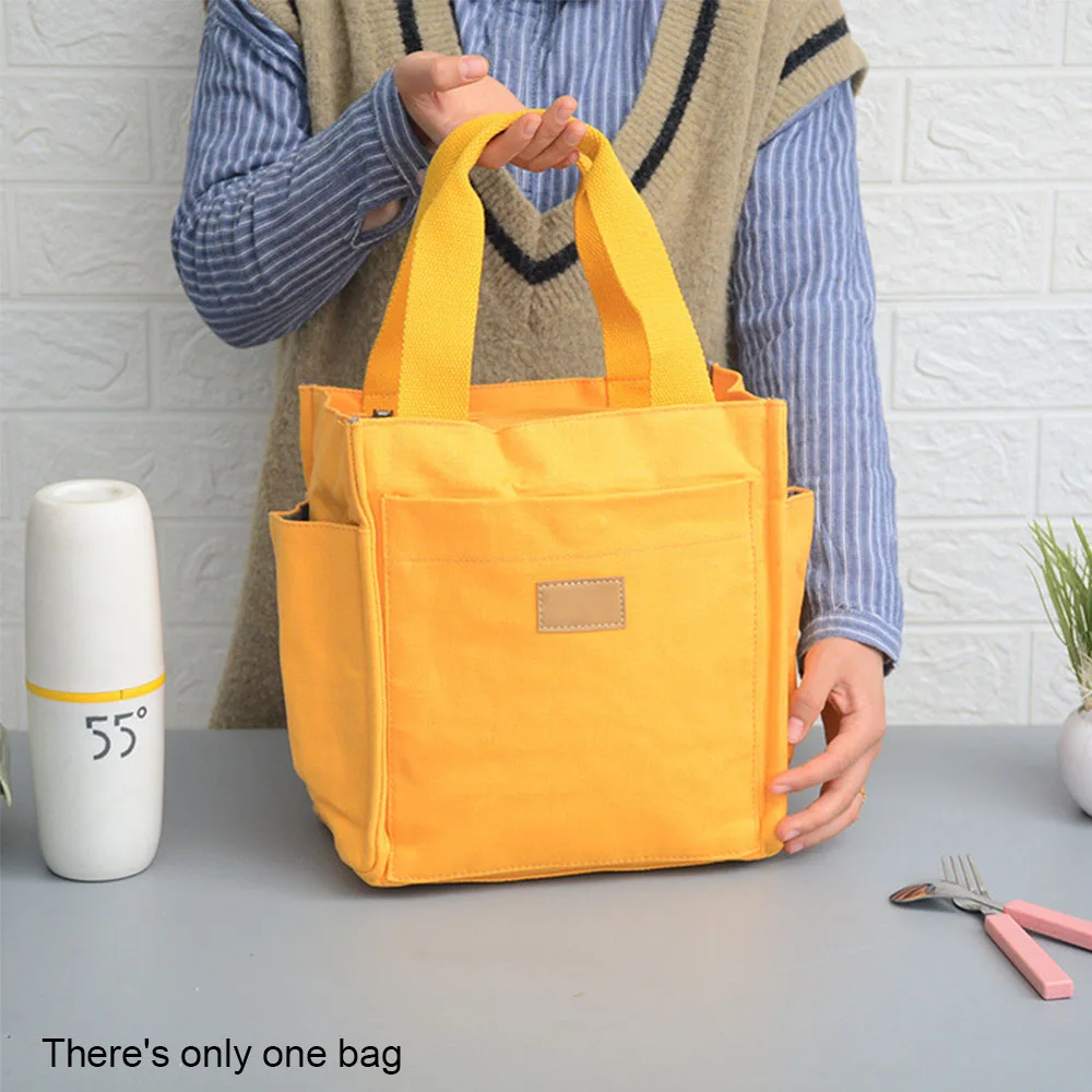 

Men Women Students Picnic Travel With Handle Portable Zipper Large Capacity Office Worker Tote Lunch Bag Thermal Insulation