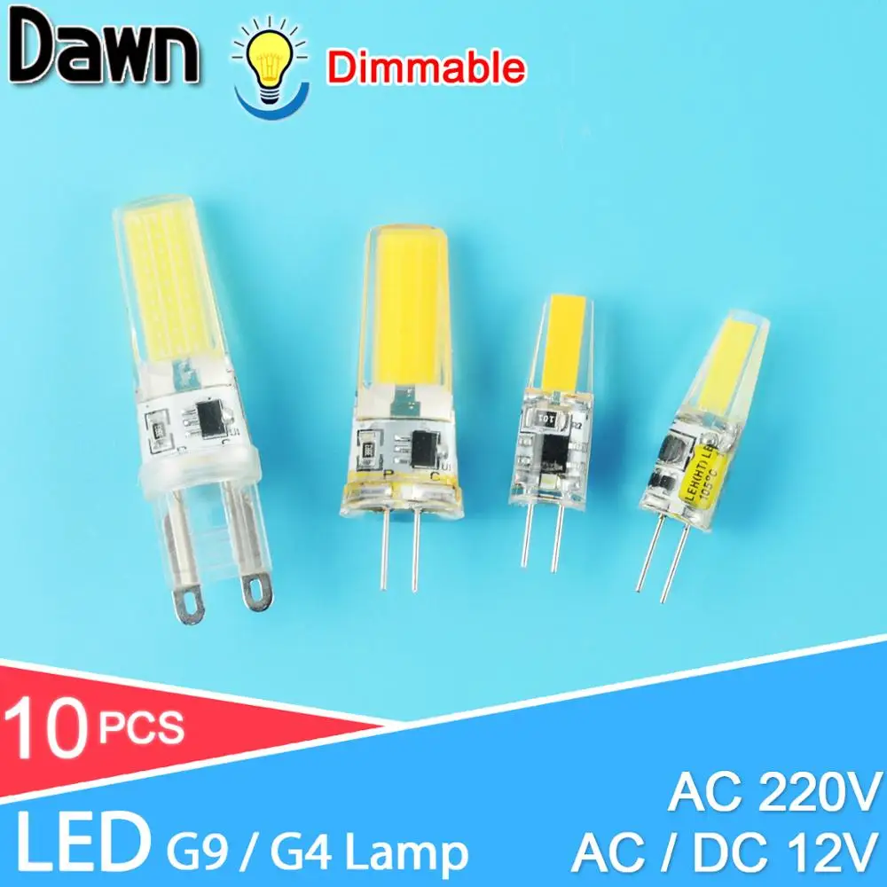 G4 светодиодный затемнения g9 светильник COB 6W 10W AC/DC 12V 220V кукурузный возможность