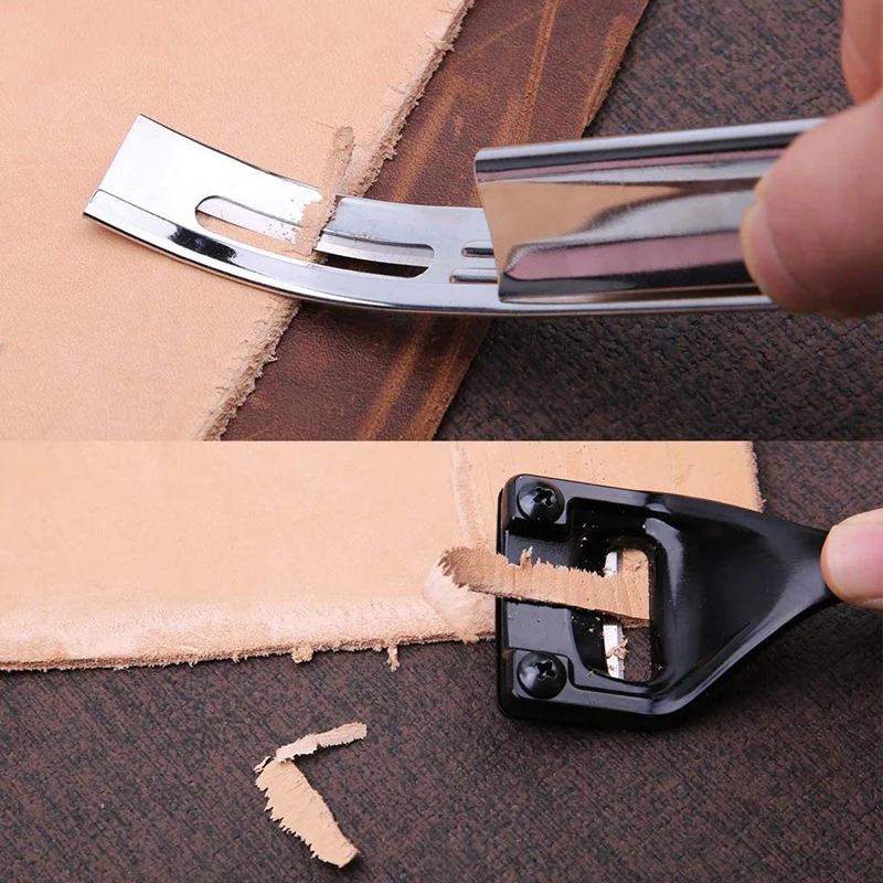 

19 Pcs Metal Leather Skiver Set, with 3 Pieces Sharp Skiver, 16 Pieces Replaceable Skiver Blades for Leather Craft DIY