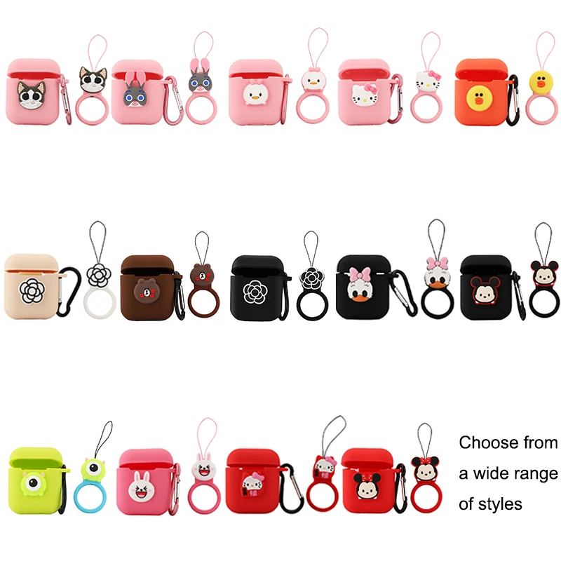 Милый силиконовый чехол с мультяшным рисунком брелком для Apple гарнитура AirPods