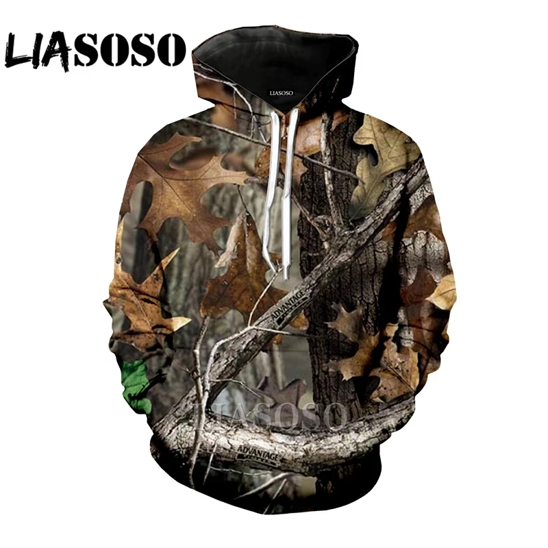

LIASOSO Fashion Hoodies Hat Coat Animal Anime Sweatshirt 3D Print Men Tree New Women Funny Green and Grey Hunt Hoodies