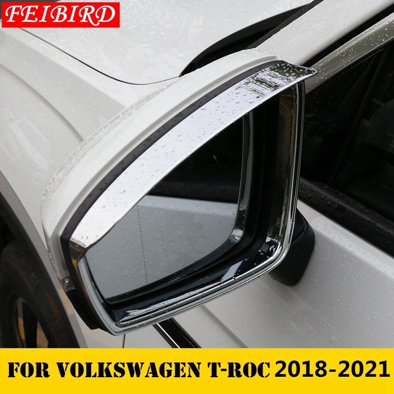 

Side Door Rearview Rear View Mirror Protector Shell Cover Trim Bright Silver Carbon fiber For Volkswagen T-Roc T Roc 2018 2019
