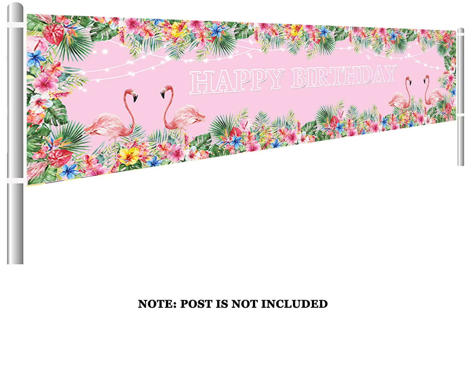 С днем рождения баннер Розовый фламинго тропический летний день украшения