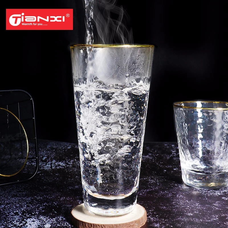 Стакан для воды TIANXI стакан с золотыми краями и инкрустацией прозрачная