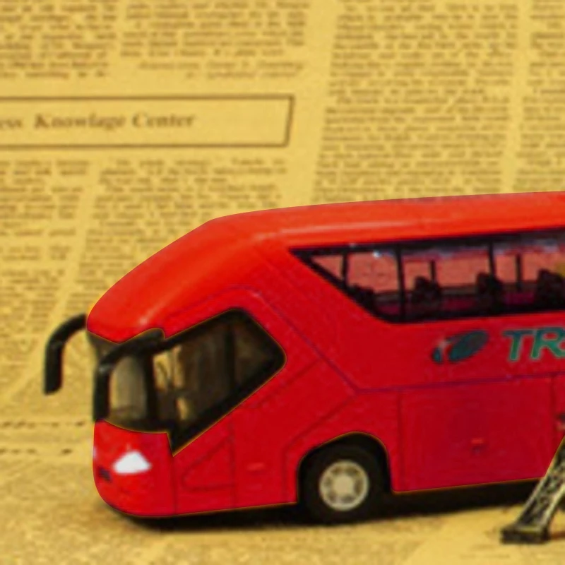 

2 Pcs High Simulation Alloy Bus Scale Alloy Pull Back Toy Cars,Open Door Bus Model, Red & Yellow