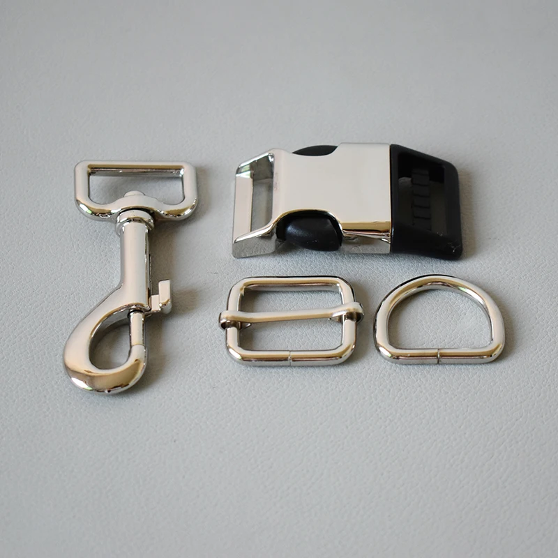 Juego de 20 hebillas de metal para Collar de perro, accesorios para Collar de perro, hebilla de Metal + anillo D + hebilla de tracci&oacute;n + cierre de perro> 4 Uds.-4