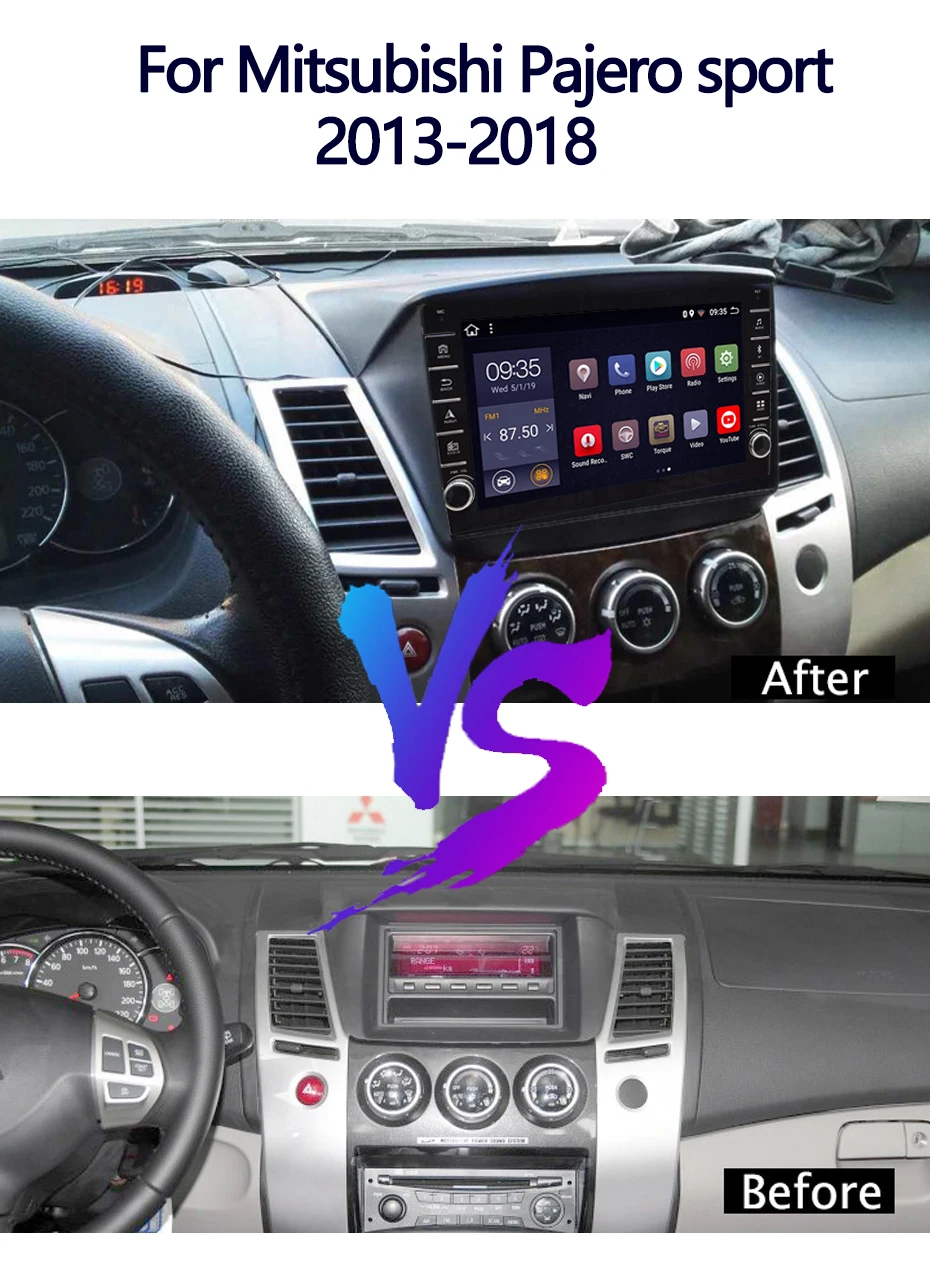 Автомобильный мультимедийный плеер 9 дюймов Android 0 кнопка для Mitsubishi Pajero Sport 2013-2018 GPS