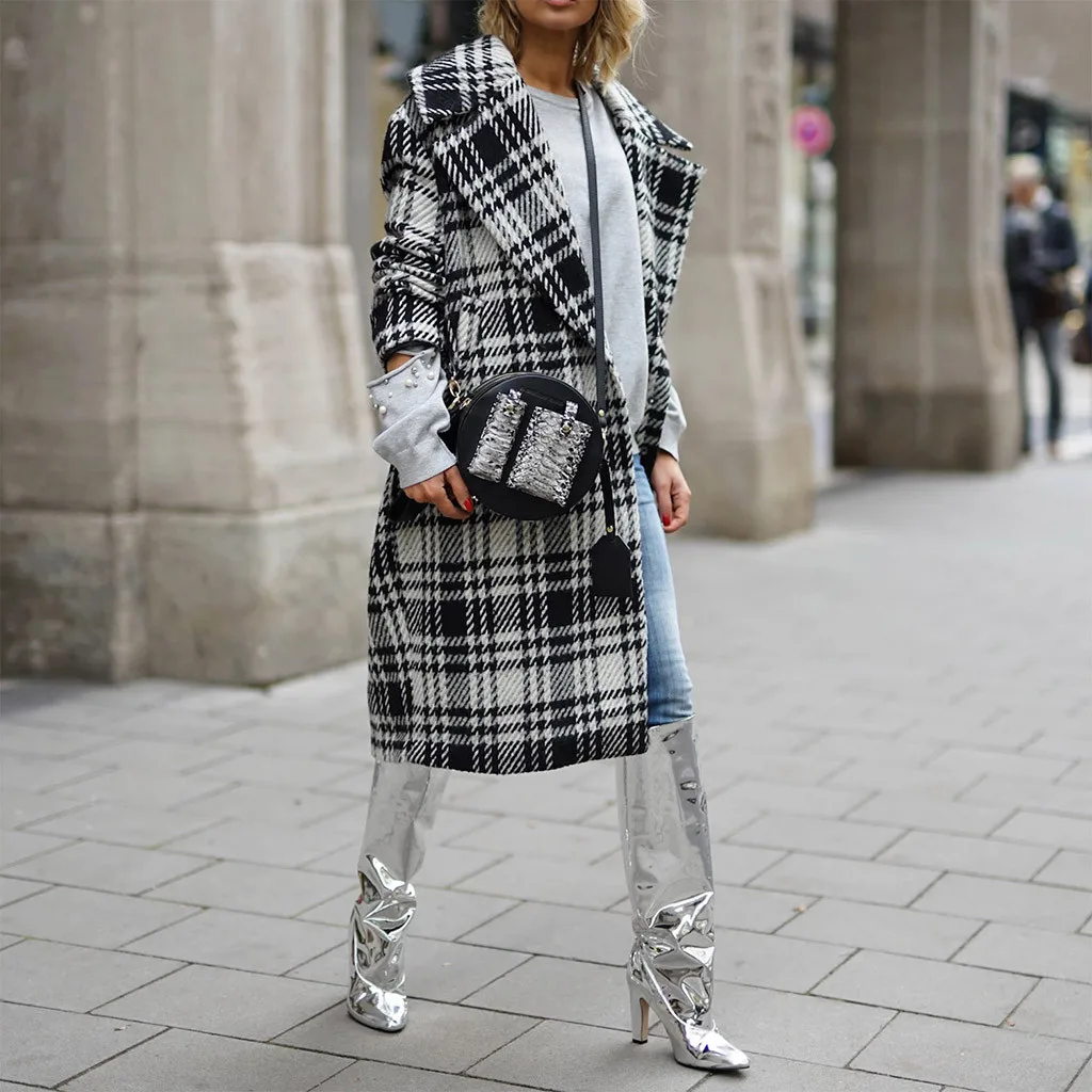 SAGACE элегантное осенне зимнее женское длинное пальто повседневное