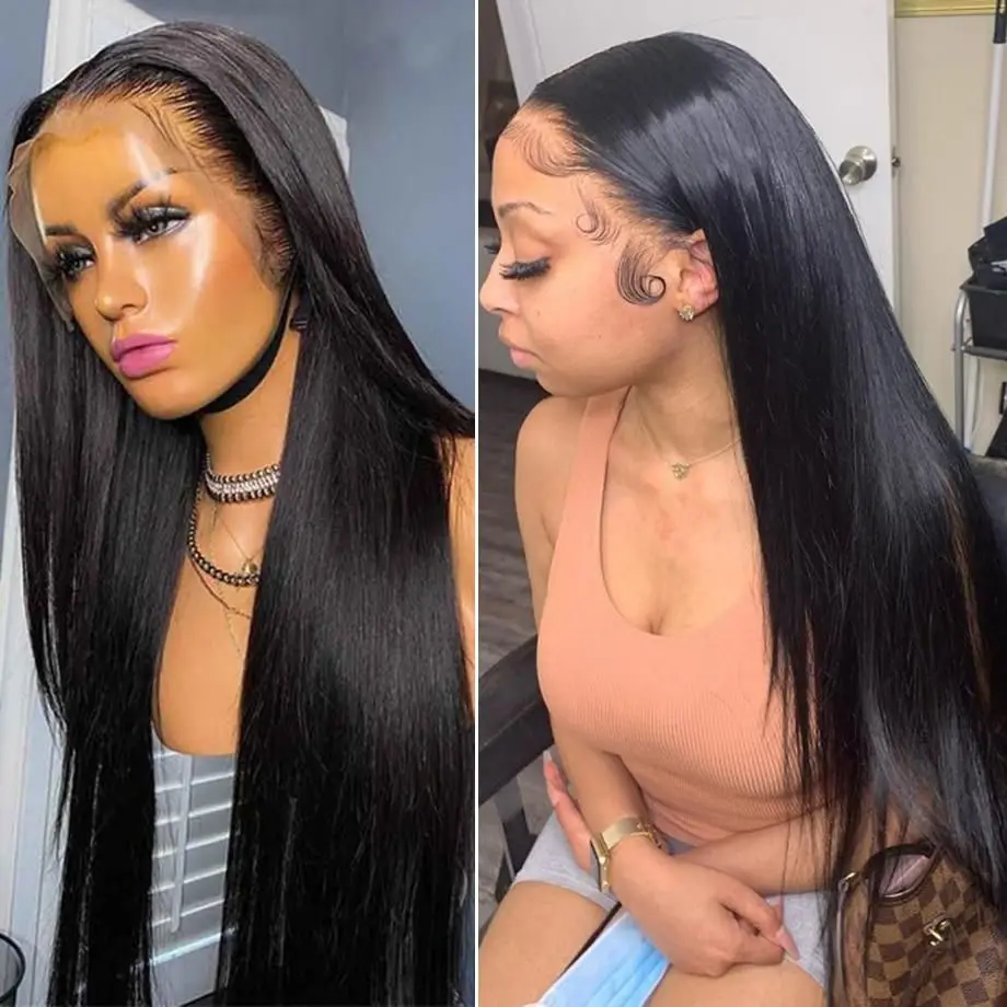

Lace Front Human Hair Wigs With Baby Hair Straight Brazilian Hair Lace Frontal Wig For Black Women Bone Straight Lace Front Wig