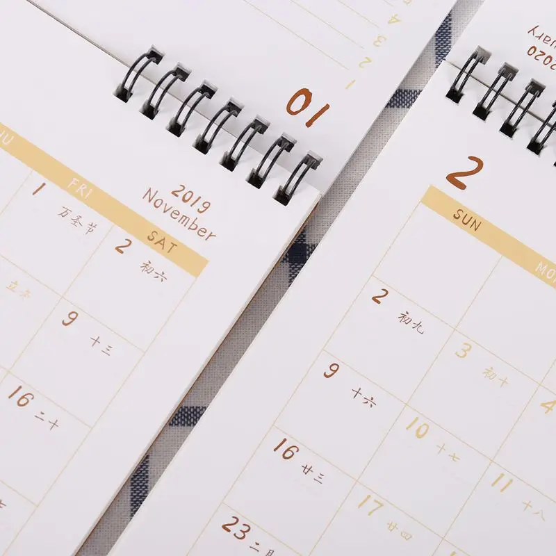 Простая настольная стоячая бумага 2020 двойная спираль календарь памятка