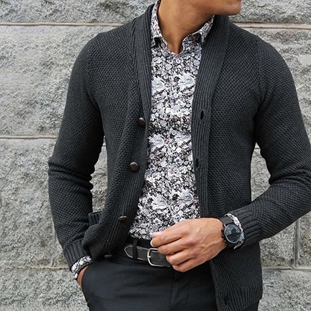 Темно-серый Ropa De Hombre осень зима мужская верхняя одежда модный кардиган мужской свитер пальто - Цвет: Темно-серый