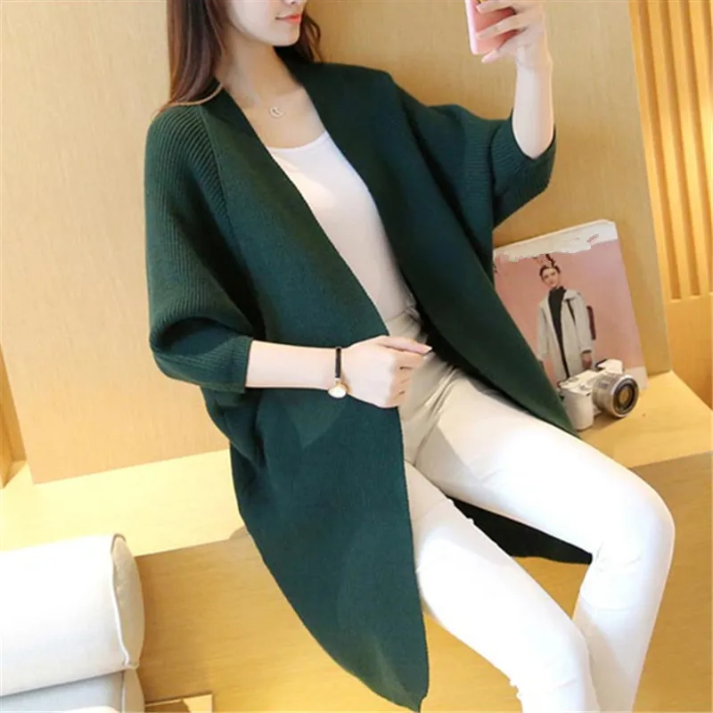 green Neploe однотонный СВОБОДНЫЙ Модный женский свитер с длинным рукавом, элегантный кардиган Feminino, новинка, Осень-зима, толстый, Chaqueta Mujer 67869 - Цвет: green