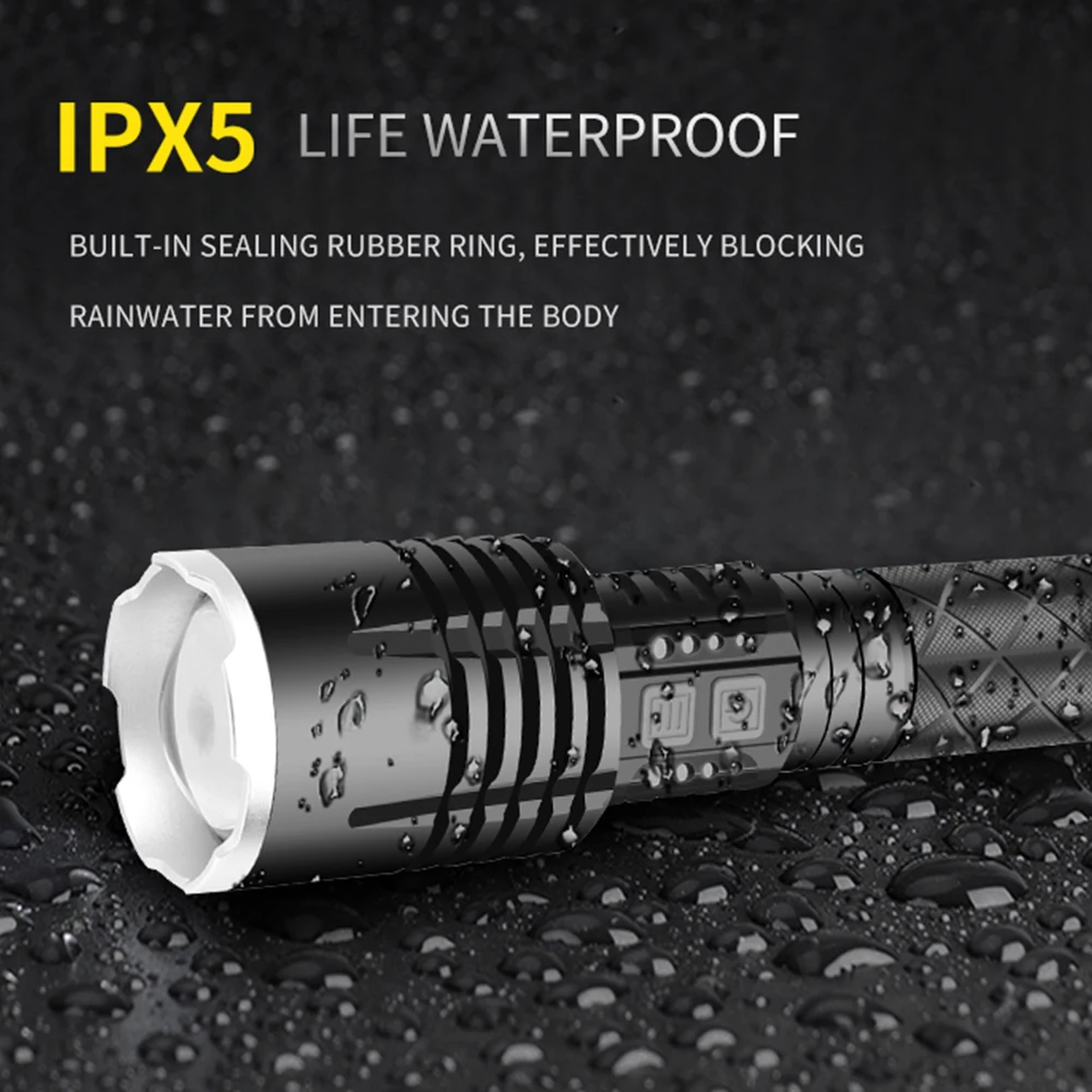

LED Flashlight Telescopic Zoomable 3 Lighting Modes 26650 18650 LED Torch 3500LM Outdoor Camping Hunting Emergency Hand Lamp