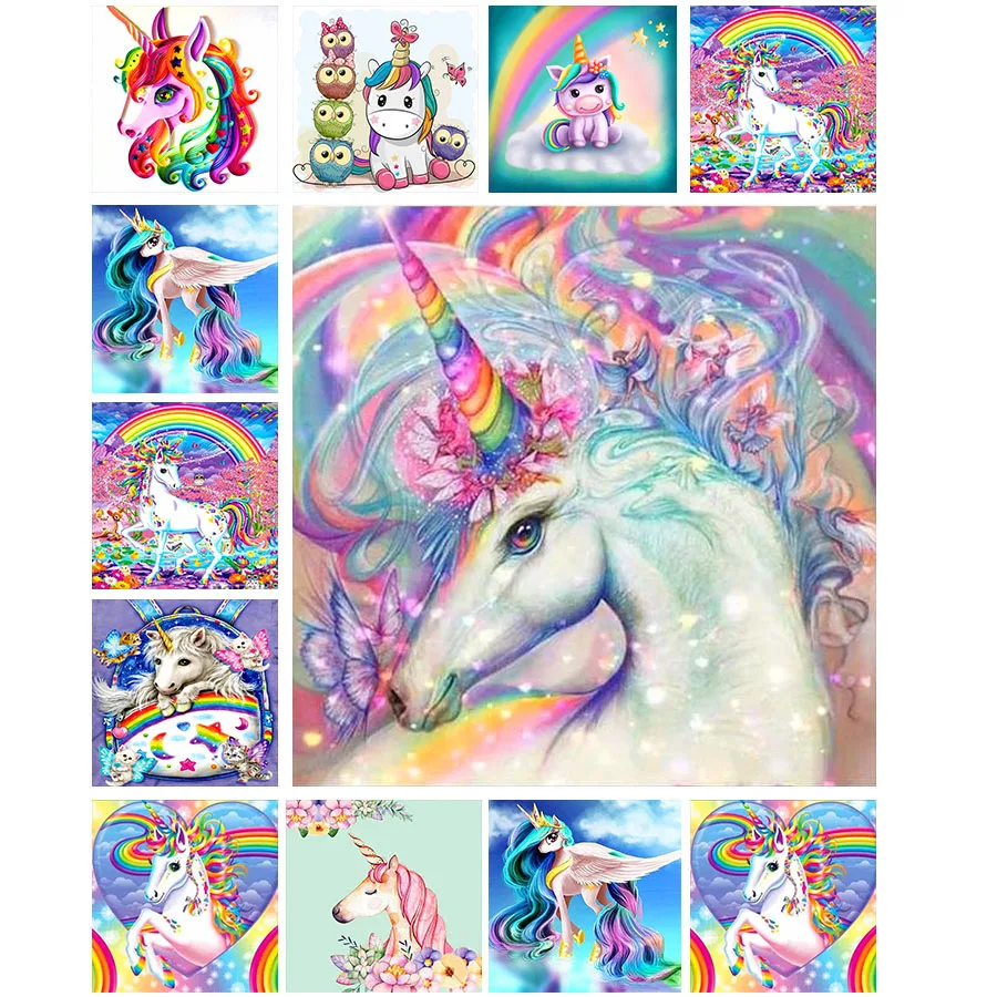 

5D DIY Unicorn Diamond Painting Full Round Drill Cartoon Magic Unicorn Rhinestones Cross Stitch Mosaic Home Decor Kids Gift