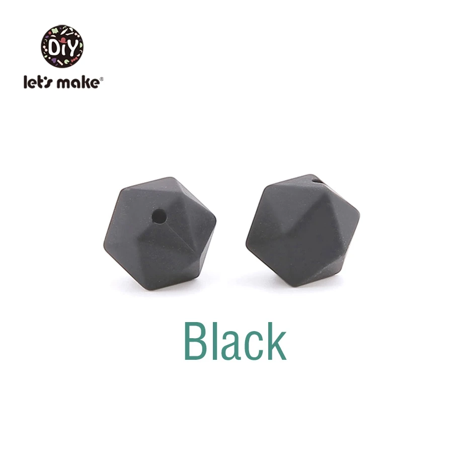 Black Let's Make 10 шт. 14 мм Силиконовые Бусины шестиугольник Bpa Бесплатно Силиконовый Прорезыватель Diy Прорезыватель для зубов Детские Жевательные Аксессуары Детские Прорезыватели - Цвет: Black