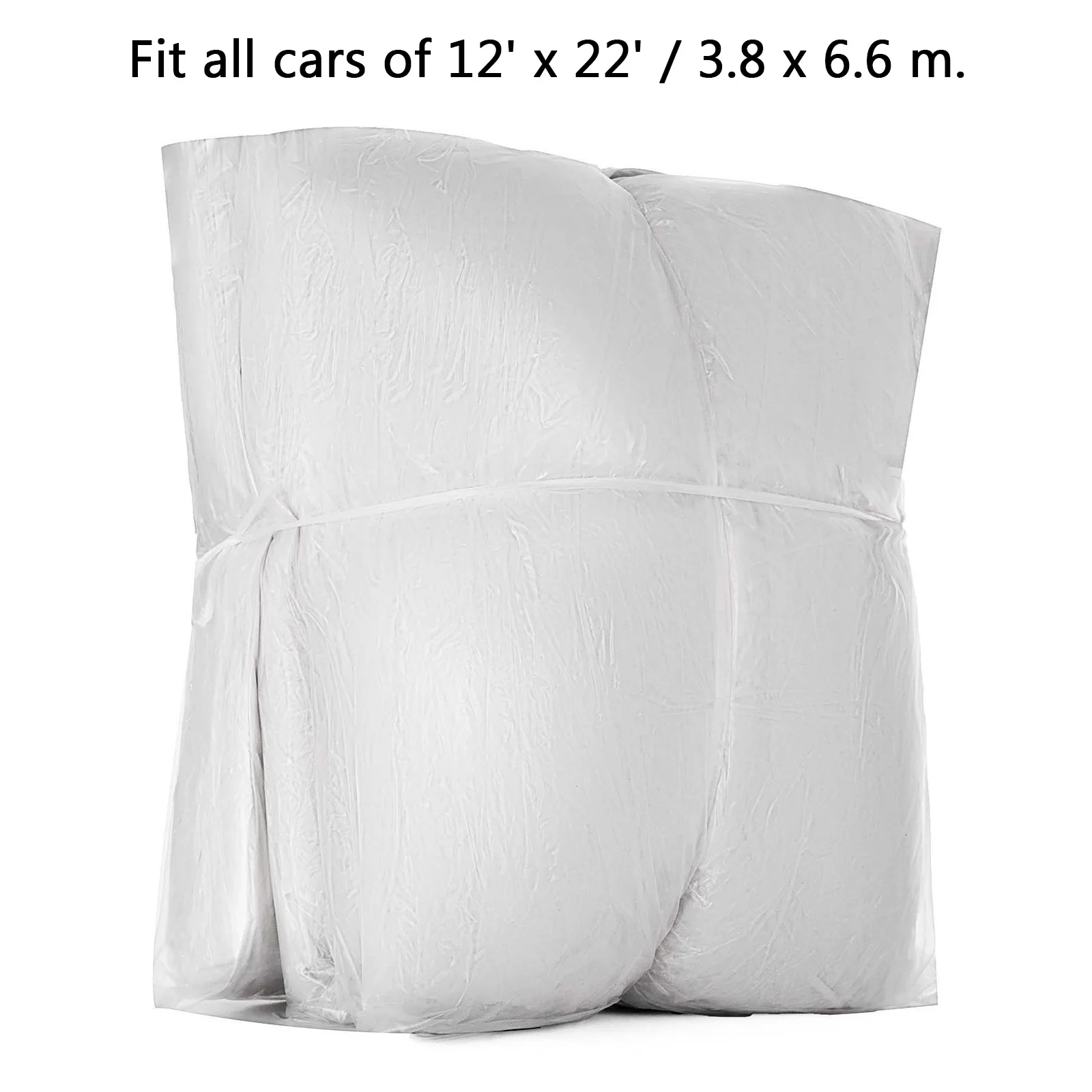 

Plastic Universal Full Car Cover 3 Individual Packages Disposable 3.8 X 6.6 m Size Rain Dust Shelter for Most Sedan Car