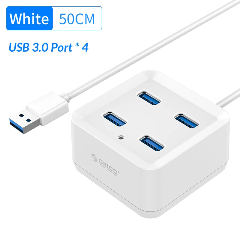 ORICO Мульти USB 2,0 3,0 4 порта концентратор 5 Гбит/с высокоскоростной USB3.0 разветвитель для ноутбука компьютера телефона планшета Mac OS - Цвет: 4 Port White 50CM