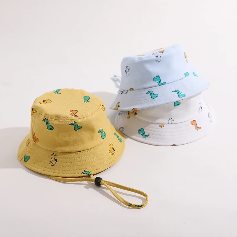 

New Cartoon Dinosaur Print Baby Bucket Hat Summer Girls Boys Sun Hat Infant Toddler Fisherman Beach Caps Bonnet
