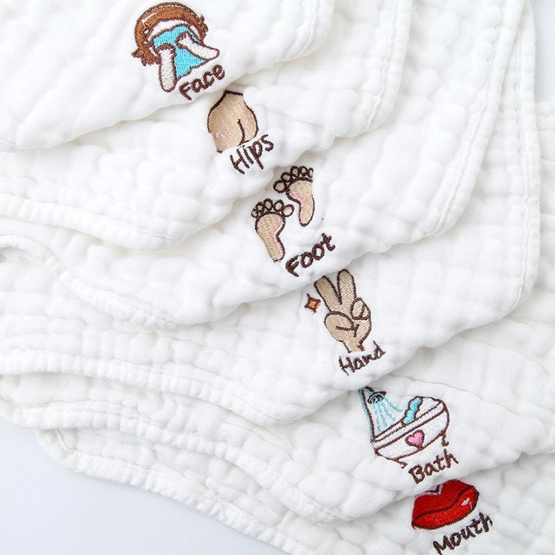 

6pcs/lot Muslin 6 Layers Cotton Soft Baby Towels Baby Face Towel Handkerchief Bathing Feeding Face Washcloth Wipe Burp Cloths
