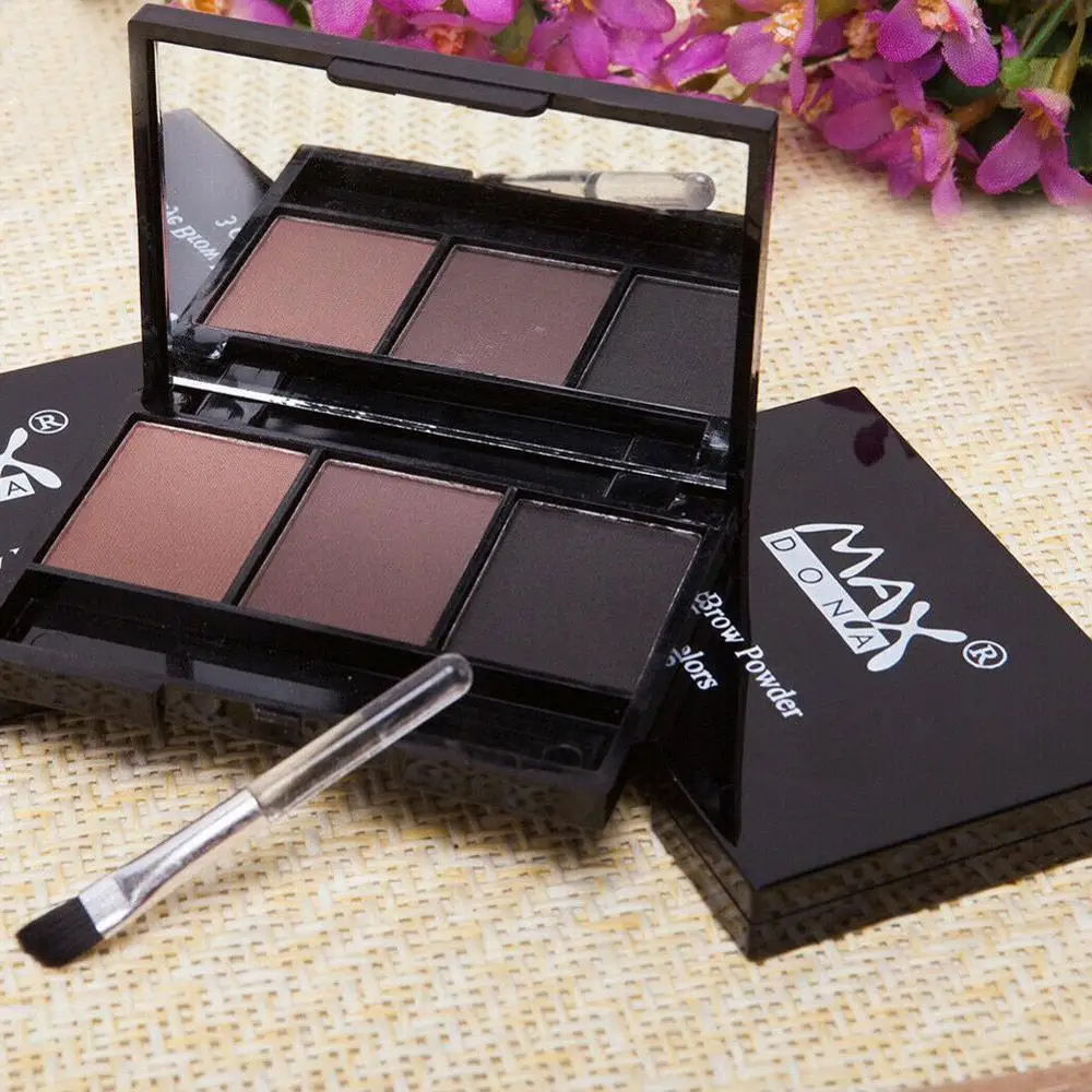3 Color Eyebrow Powder Palette Cosmetic Eye Brow Enhancer Professional Waterproof Makeup Shadow With Brush Mirror Box | Красота и
