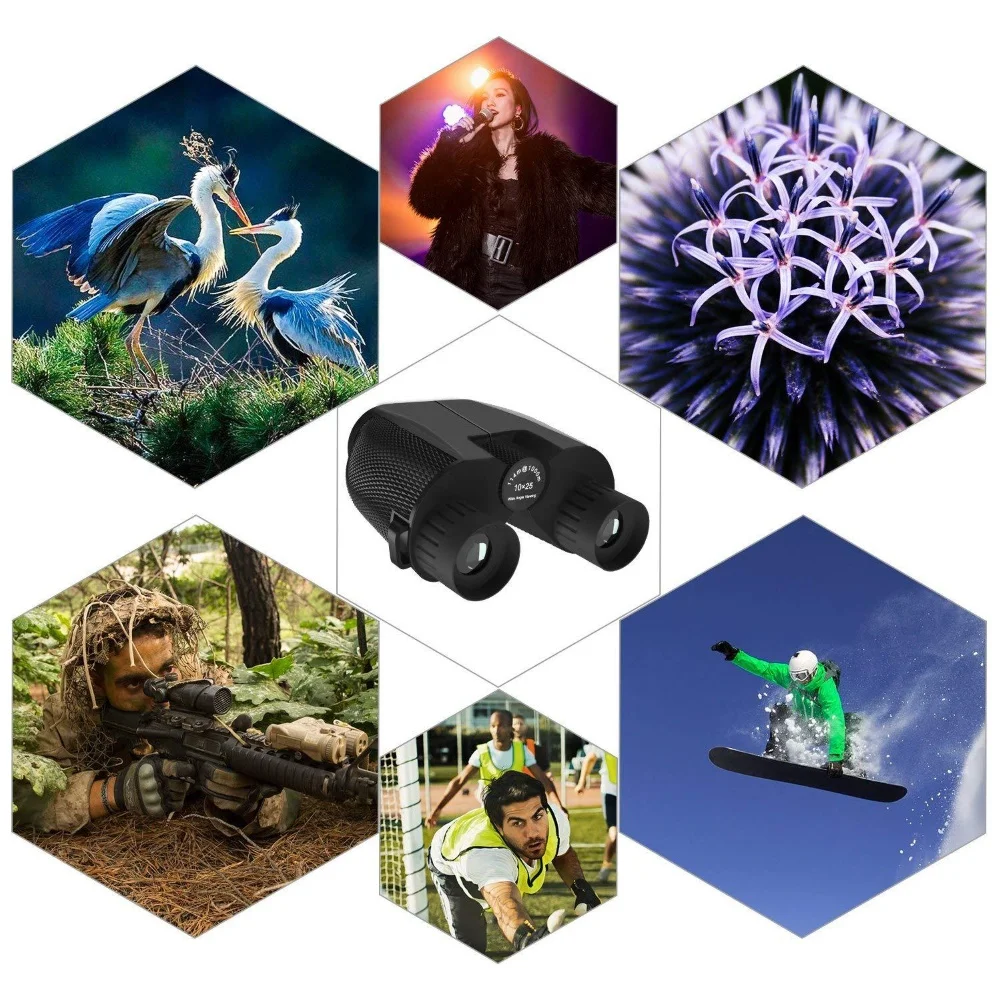 

10x25 Multilayer Filming Optical Waterproof Nature Observe Binoculars Telescope For Hunting Sports Outdoor Camping Travel
