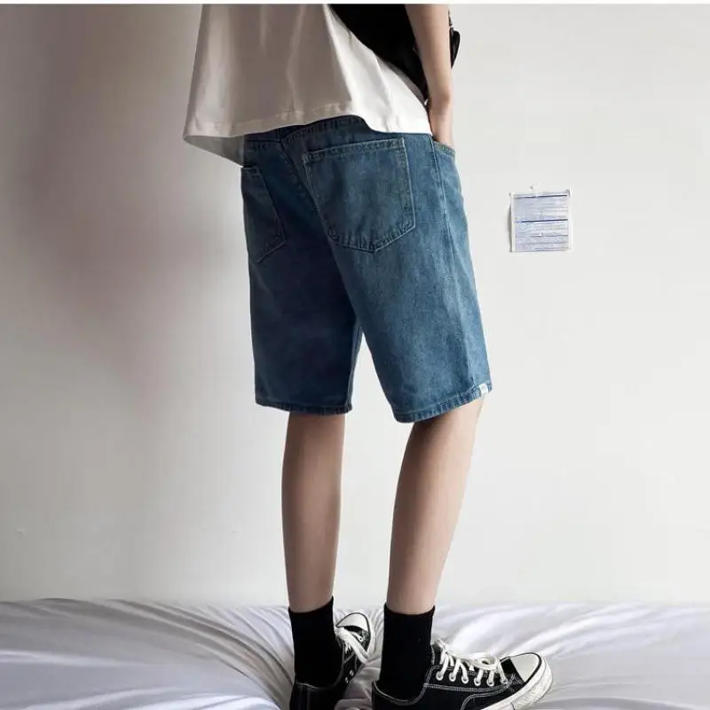 

New Men's Clothing Summer Jeans Straight Shorts Solid Color Men's Trendy Fashion Loose All-match Casual Pants Cargo Shorts
