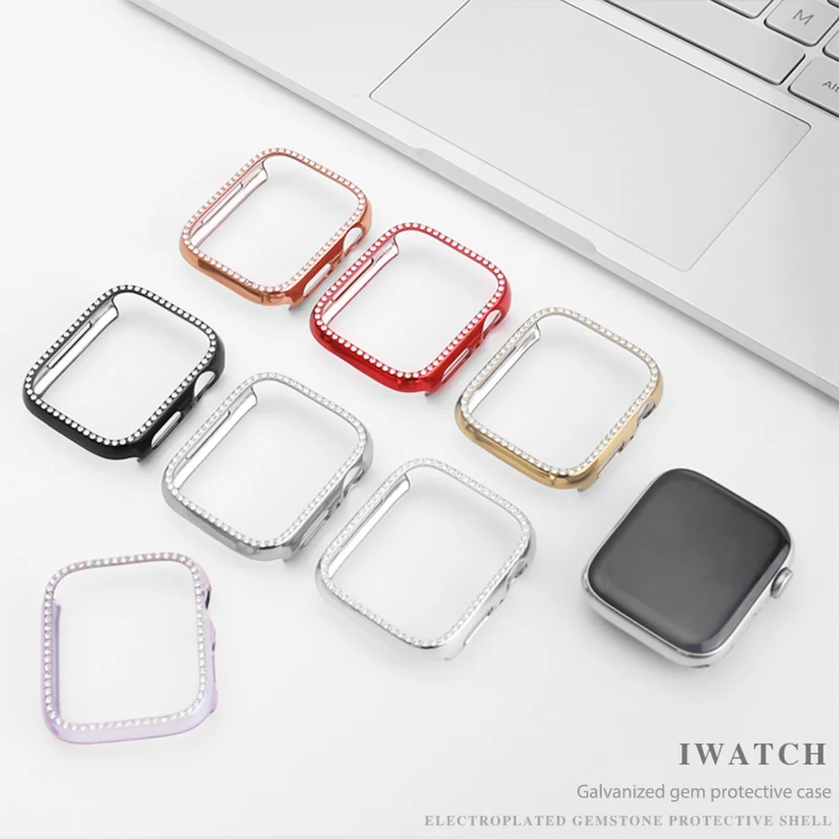 

Diamond PC Case Cover For Apple Watch Band 6 5 4 3 2 1 Protect Bumper iWatch Case For Apple Watch Accessories 44mm 40mm 42m 38mm