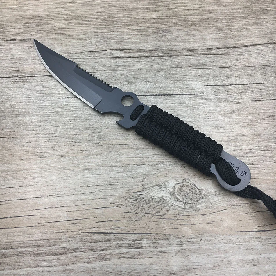 Нож 440C из нержавеющей стали для кемпинга спасения выживания защиты с серратным
