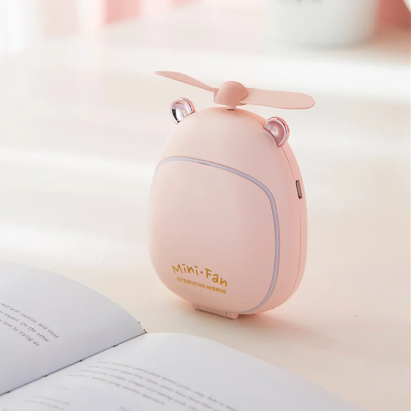 

USB Mini Dressing Table with Portable Fan Mirror Fan Makeup LED Fan Mini Multi-function LED Makeup Mirror Small Light Mirror
