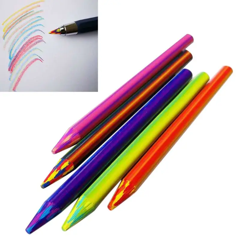 

5Pcs 5.6mmX90mm Magic Rainbow Pencil Lead Art Sketch Drawing Color Lead School Office Supplies