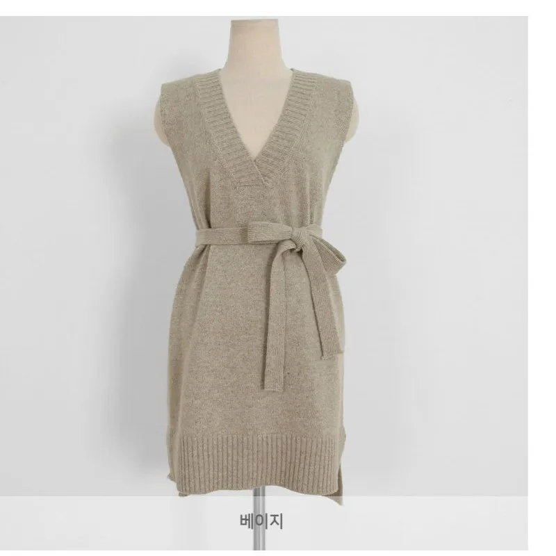 Платье-рубашка в Корейском стиле + жилет с V-образным вырезом кружевной Женский