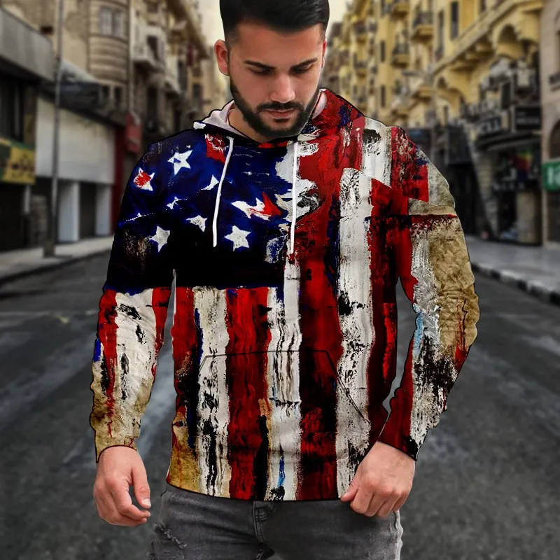 

Smiley|flag|hand-painted Printed Autumn Brand Sweatshirt Innovative Printed Men's Hoodie