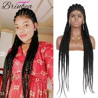 brinbea box braided wig 360 full lace front wig 35 inches long cornrow synthetic braids hair baby hair for black women with gift