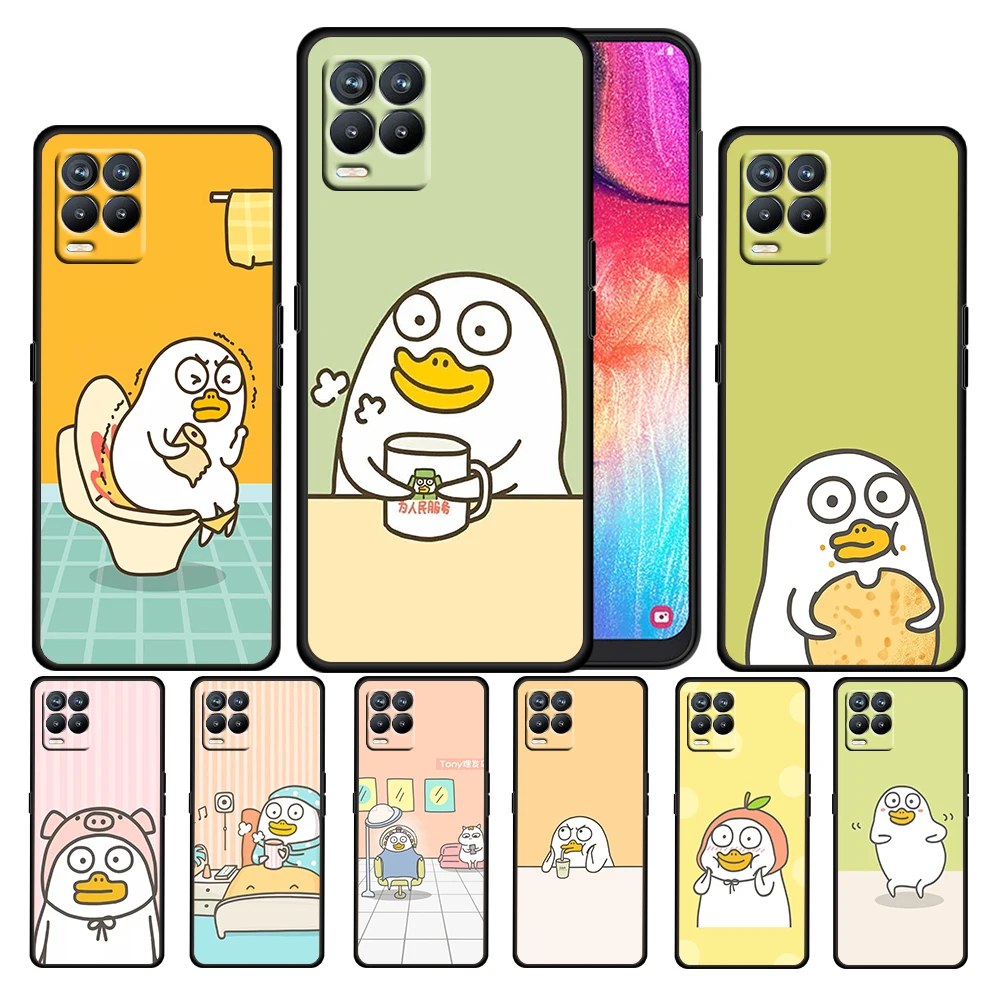 

Cartoon Duck Cute Kawaii For OPPO Realme Narzo 30 20 8 8i 7 6 5 3 2 Pro Global 5G Soft TPU Silicone Black Phone Case Cover
